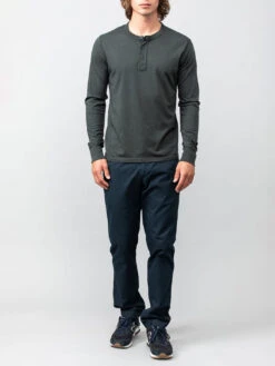 Long Sleeve Supima Jersey Henley - Petrol 7 Long Sleeve Supima Jersey Henley - Petrol -Benson Shop 1377W23 2