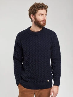 Armor-Lux Cable Knit Crew Neck Sweater - Navire