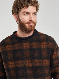 Armor-Lux Boiled Wool Pullover - Carreaux Acajou -Benson Shop 70714 MEK 0216