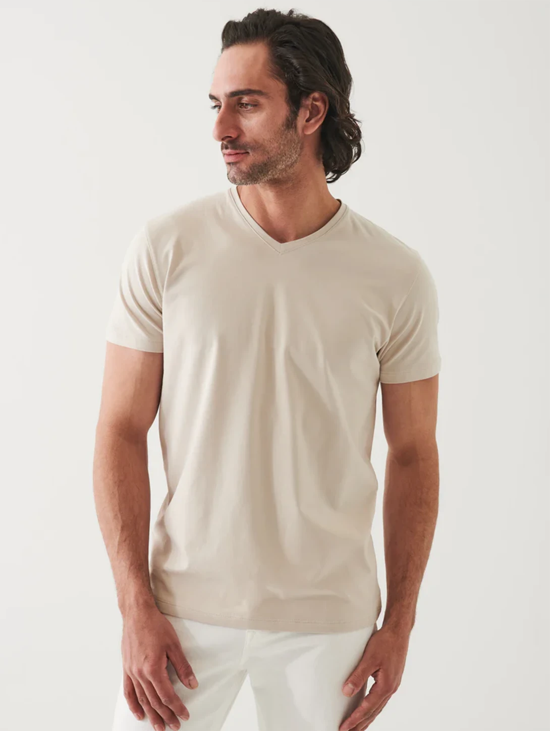 Iconic V-Neck T-Shirt - Wheat 4 Iconic V-Neck T-Shirt - Wheat - Image 2