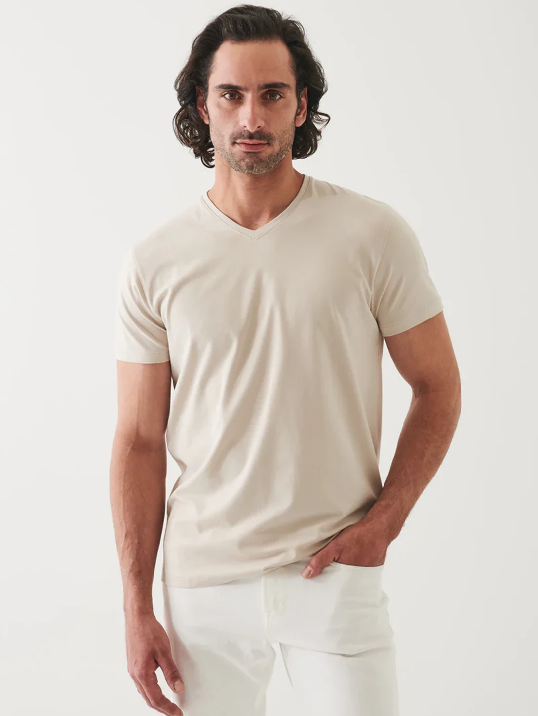 Iconic V-Neck T-Shirt - Wheat 5 Iconic V-Neck T-Shirt - Wheat - Image 3