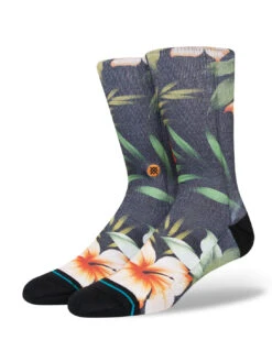 STANCE Cabana Crew Sock - Washed Black Floral