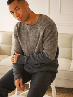 Benson Riley Color Block Sweater - Brown Melange