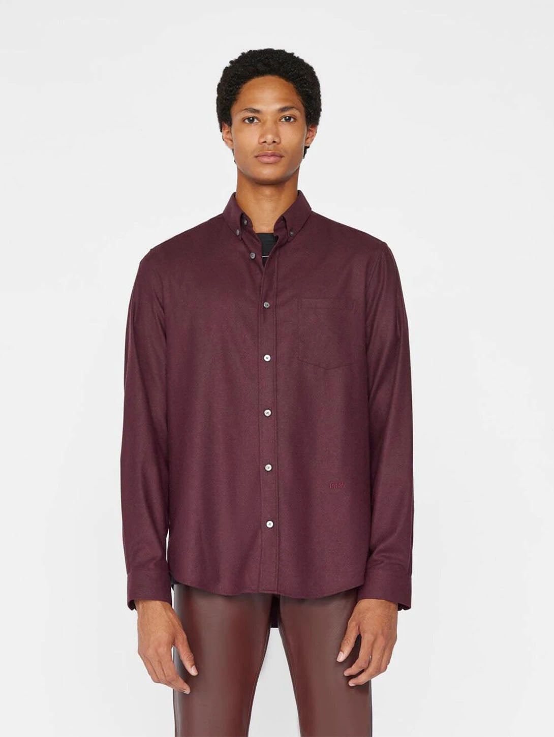 FRAME Washable Wool Shirt - Dark Burgundy 3 FRAME Washable Wool Shirt - Dark Burgundy