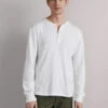 Rag & Bone Long Sleeve Classic Henley - White -Benson Shop Classic Cotton Henley 100