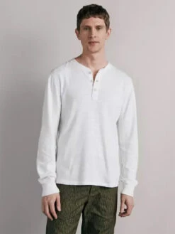 Rag & Bone Long Sleeve Classic Henley - White