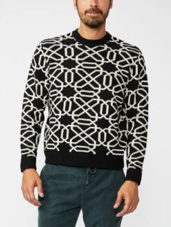 Paige Confiner Pattern Sweater - Black/Cream