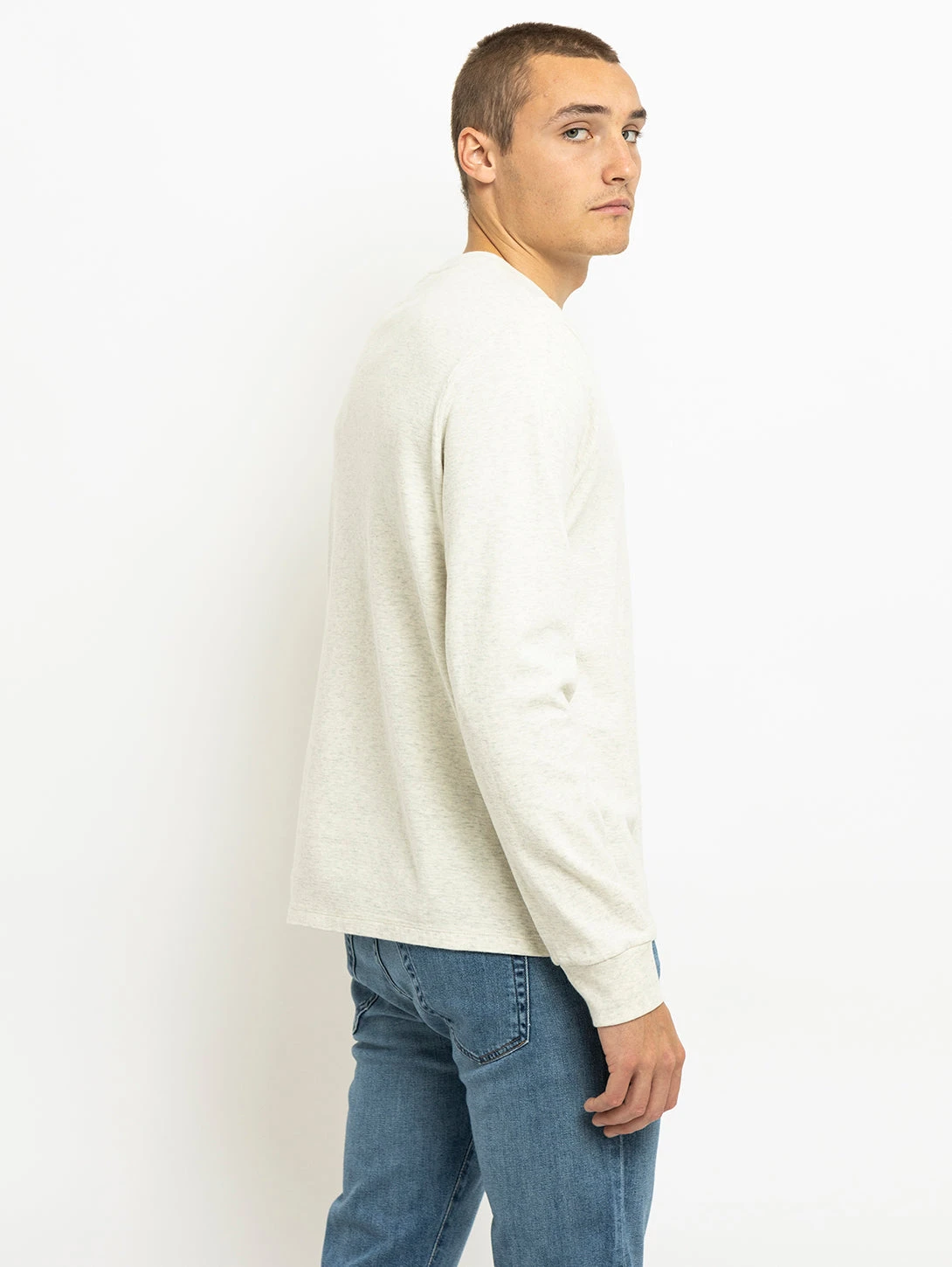 FRAME Long Sleeve Duofold Top - Oatmeal Heather 5 FRAME Long Sleeve Duofold Top - Oatmeal Heather - Image 3