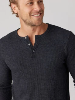 Thermal Henley Top - Black -Benson Shop FM23 2200 BLK 5