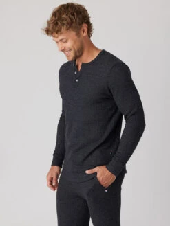 Thermal Henley Top - Black