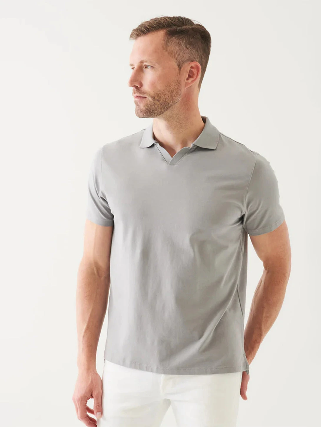 Iconic Open Polo T-Shirt - Foggy 4 Iconic Open Polo T-Shirt - Foggy - Image 2