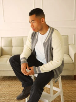 Benson Jefferson Varsity Cardigan - Grey -Benson Shop JEFF05GREYC