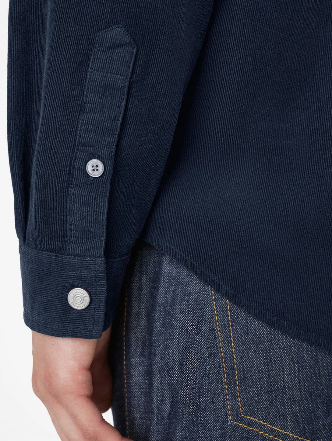 FRAME Double Pocket Micro Corduroy Shirt - Midnight Blue 7 FRAME Double Pocket Micro Corduroy Shirt - Midnight Blue - Image 5