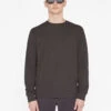 FRAME Duo Fold Long Sleeve Crew Top - Heather Espresso -Benson Shop LMTS0454 HEATHERESPRESSO 0444