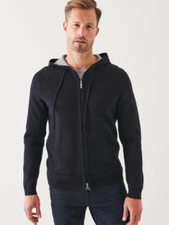 Full Zip Double Face Hoodie - Dark Navy