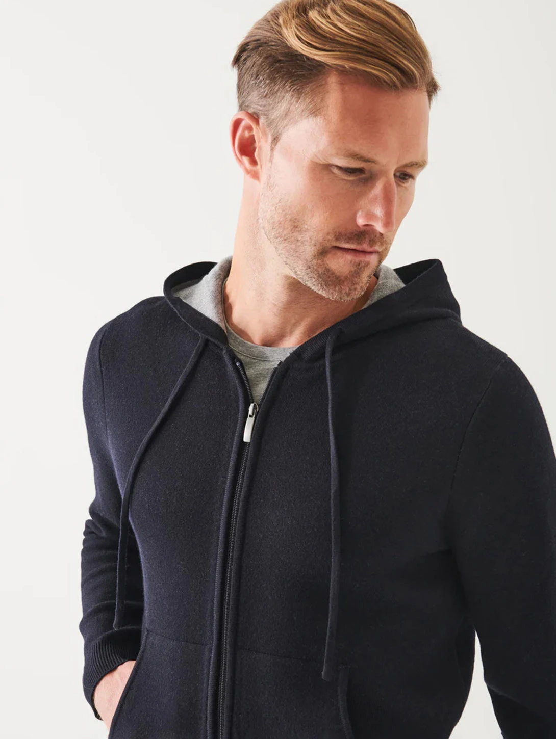 Full Zip Double Face Hoodie - Dark Navy 5 Full Zip Double Face Hoodie - Dark Navy - Image 3