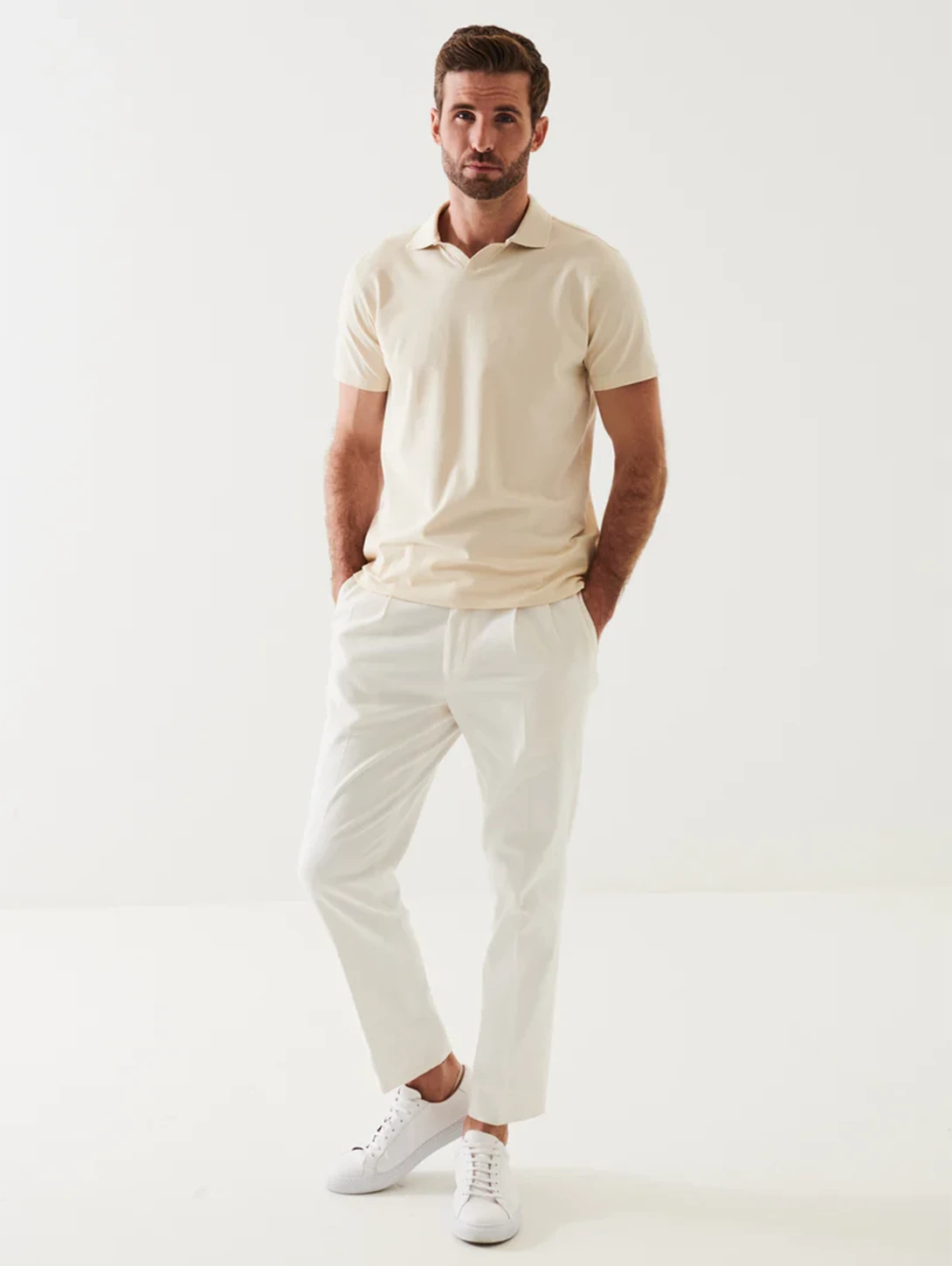 Iconic Open Polo T-Shirt- Angora 5 Iconic Open Polo T-Shirt- Angora - Image 3