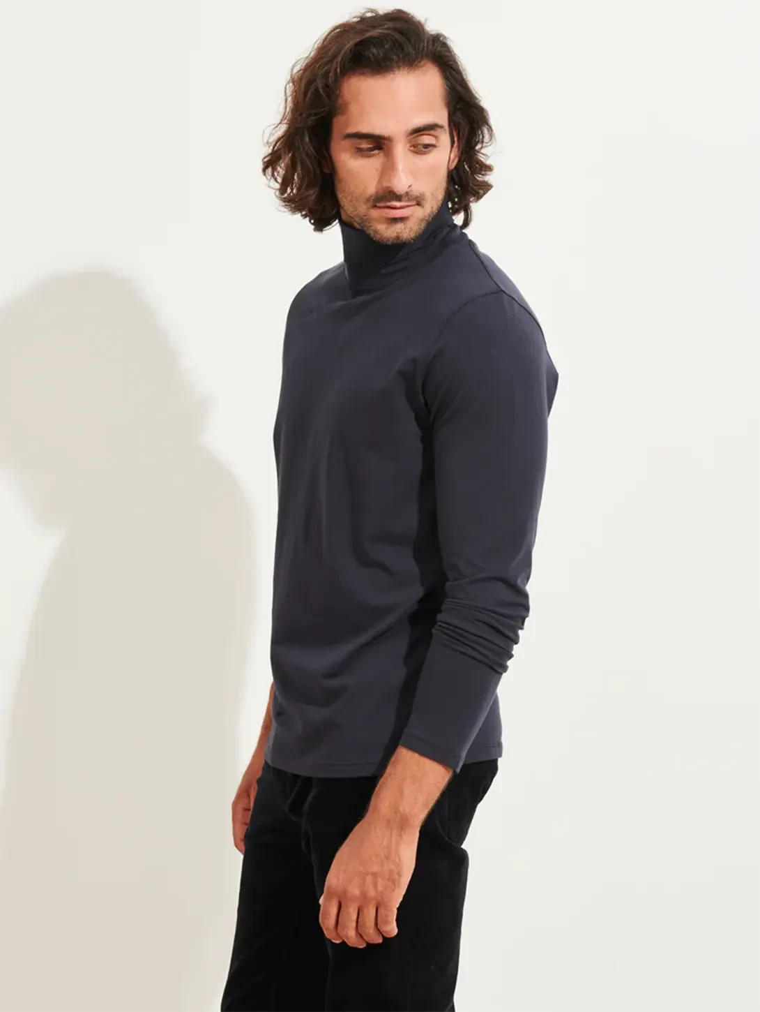 Pima Turtleneck Top - Midnight 5 Pima Turtleneck Top - Midnight - Image 3