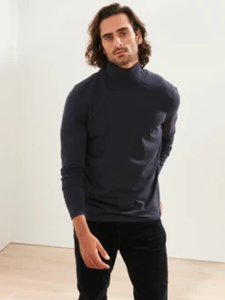 Pima Turtleneck Top - Midnight