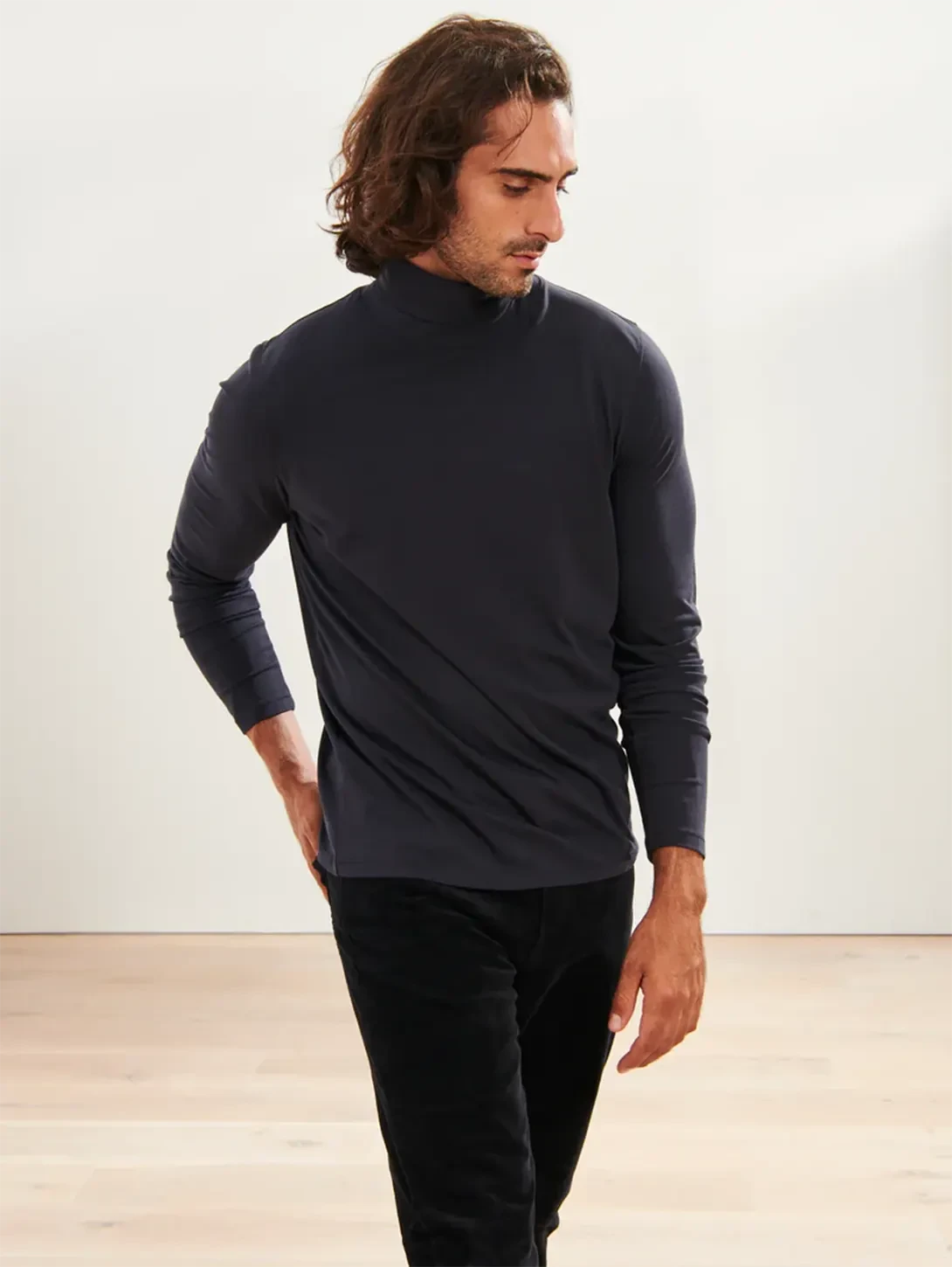 Pima Turtleneck Top - Midnight 4 Pima Turtleneck Top - Midnight - Image 2