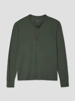 Long Sleeve Jersey Henley - Basil