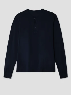 Long Sleeve Jersey Henley - Navy