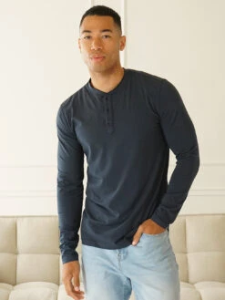 Benson Whitley Henley Top - Navy