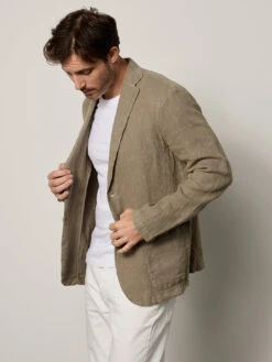 Velvet Joshua Linen Blazer - Olive -Benson Shop woven linen joshua02 olive 016